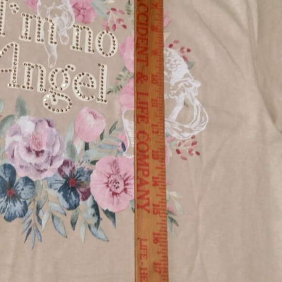 Trust The Universe Shirt Medium Cropped Im An Angel Floral Studded Crop Top Tan - Picture 5 of 15